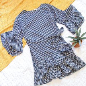 Hot & Delicious • Gingham Blue Tie Front Dress